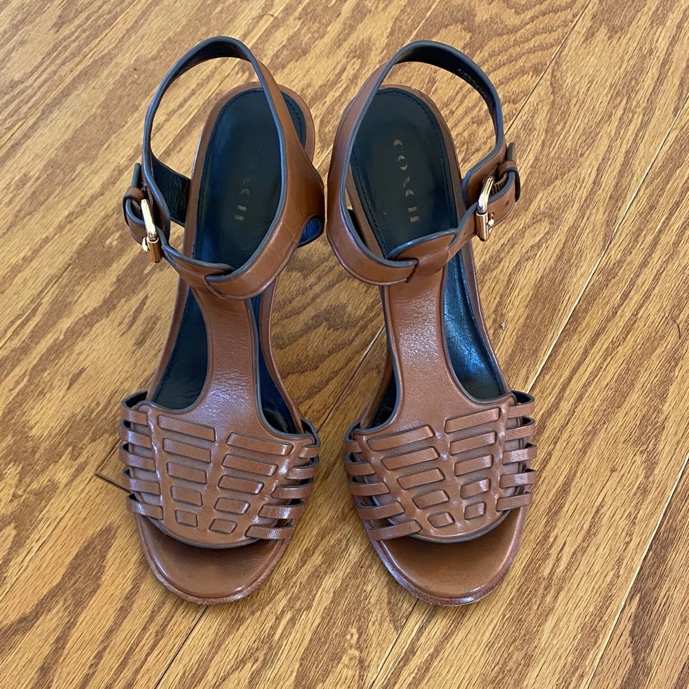 Coach Brown Strappy Leather Sandals Size 8
